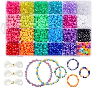 INSCRAFT Pony Beads Set, 3300 Pcs 9mm in 23 Colors with Letter & Star Designs, Elastic String for Bracelet Jewelry Making