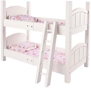 BABESIDE Reborn Baby Dolls Crib with Bedding, Wooden Babys Doll Bunk Bed for 17-20 Inch Dolls, Reborn Baby Doll Bunk Bed with Ladder Removable, Doll Bed for Gift, White