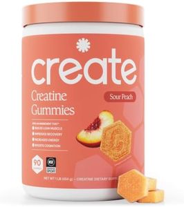 Create Creatine Monohydrate Gummies for Men & Women | 1.5g Creatine per Gummy for Muscle Strength, Endurance, Recovery, & Focus | Vegan, Non-GMO, Gluten-Free | Premium Sour Peach Flavor | 90 Count
