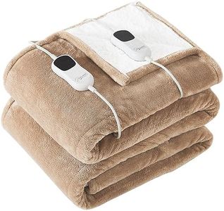 Homemate Electric Heated Blanket King - 100"x90" Heating Blanket King Size Dual Control 1/2/4/6/8 Hours Auto-Off 10 Heat Level Over-Heat Protection Flannel Sherpa ETL Certification