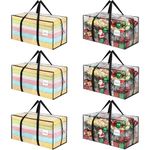 Dntorx 6 Pack 90L Moving Bags, Heavy Duty Moving Totes, Clear Waterproof Storage Bag with Tag Window, Large Packing Boxes with Zips for Christmas Decoration Clothes Travelling Camping