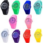 CdyBox Men Women Silicone Band Wristwatches Jelly Colorful Wrist Watch Analog Sports Watch Wholesale (10 Pack), Modern