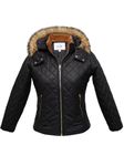 LURE JUNIOR Girls Solid Winter Wear Zipper Hooded Puffer Jacket Urban Black 6-8 Years