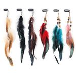 Hair Feather Clip Extensions Handmade Hippie Hair Extension Tribal Feather Braided Beads Headdress 6 PCS