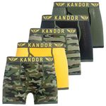 Kandor mens boxers – boxer shorts for men multipack of 5 comfortable stretch cotton men’s underwear trunks, colourful & black underpants, multi pack man briefs CAMOBEE (S,Camobee Pack A)