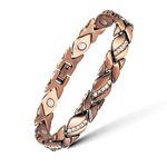 EnerMagiX Copper Bracelets for Women, with 9 Pieces of Magnets and Crystals Magnetic Therapy Bracelets, with 3500 Gauss Magnet Fashion Gift