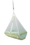 U2CUTE® Baby Crib Cradle, JHULA ! Titanic Baby Hanging Swing Cradle Mosquito Net & Spring,(Green)