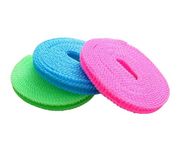 Windproof Non-Slip Clothes Line Rope with Hooks Indoor Outdoor Portable Laundry Drying Travel Camping Clothesline 16.4ft/5m,Random Color Pack 2