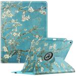 Fintie Case for iPad Air 13 Inch 2024 (Models: A2898/A2899/A2900) with Pencil Holder - Protective Cover with 360 Degree Rotating Stand and Auto Sleep/Wake Function, Almond Blossom