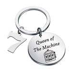 Slot Machine Inspired Keychain Queen of The Machine Gambling Jewelry Casino Lover Gifts Slot Machine Themed Gifts (Queen of The Machine CA)