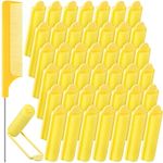 43 Pieces Foam Sponge Hair Rollers 0.59 Inch Soft Sleeping Curlers Flexible Sponge Curler and Rat Tail Comb for Hair Styling(Yellow)