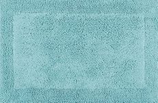 100% Cotton Luxury Reversible Bath Rug Ultra Absorbent Machine Washable Mat for Bathrooms/Showers (21" x 34", Aqua)