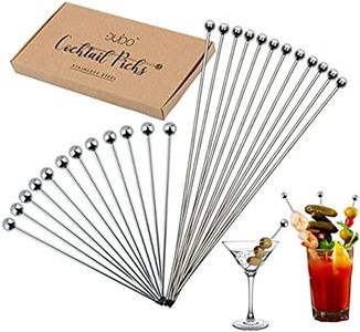 Cocktail Picks Martini Stirrers Toothpicks – (24 Pack / 4 & 8 Inch) Reusable Cocktail Picks - Stainless Steel Metal Drink Skewers Sticks for Martini Olives Appetizers Bloody Mary Brandied