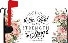 Baocicco Bible Verse Magnetic Mailbox Cover The Lord is My Strength and My Song Mailbox Covers Standard Size 21x18 Inch Motivational and Inspirational Quote Mail Box Cover Wrap for Outdoor Garden