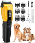 TURN RAISE Dog Clippers Grooming Professional for Thick Heavy Coats Low Noise Grooming Clippers Kits Rechargeable Cordless Dog Trimmer Shaver with 6 Guide Combs, Scissor for Dogs Pets and Animals