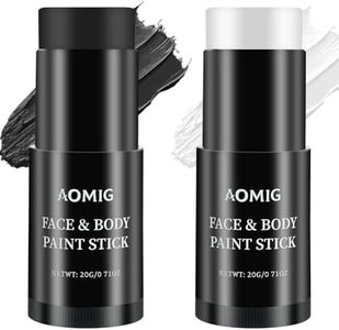 Aomig Crayon Corporel en Bâton de Peinture, Bâtons de Maquillage de Peinture pour le Visage et le Corps, Maquillage de Fête D'art Corporel D'halloween(Noir + Blanc)