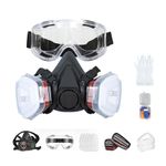 Preptep Respirator Mask,Half Facepiece Gas Mask with Safety Glasses 6200 gas mask with filter, suitable for Chemicals,Pesticide and Organic Vapors, Perfect for Painters and DIY Project