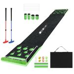 Putting Green, Putting Matt for Indoors 10.1 Ft Golf Putting Pong Game Set with 2 Adjustable Putters, 8 Golf Balls, Golf Putting Mat Practice Training Gift for Home Backyard Party Outdoor