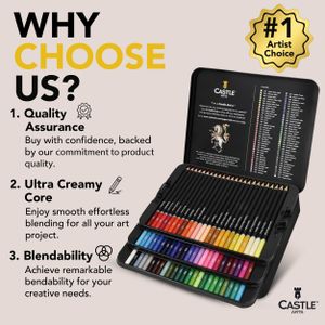 Castle Art 72 Colouring Pencils Set – Artist Quality Drawing Supplies