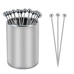 Metal Cocktail Picks Holder Set, 12 Cocktail Toothpicks Reusable Stainless Steel Decorative Toothpicks for Appetizers for Sandwiches, BBQ Snacks, Cocktails