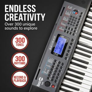 RockJam 61-Key Keyboard Piano – Portable Electronic Music Keyboard