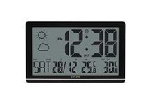 Explore Scientific Jumbo Radio Controlled Wall Clock with Weather Forecast, Black, Extra Large