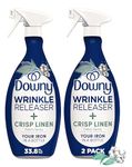 Downy Wrinkle Releaser Fabric Refresher Spray, Odor Eliminator, Ironing Aid and Anti Static Spray, Crisp Linen Scent, 33.8 Fl Oz (Pack of 2)