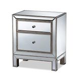 Baxton Studio Fadri Contemporary Glam and Luxe Mirrored 2-Drawer Nightstand (174-11067-AMZ)