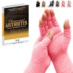 SyeJam Arthritis Gloves Fingerless- Rheumatoid Arthritis Compression Gloves for Pain Relief - Pink (L) 1 Pair