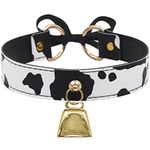 paloli Basic Cow Print Bell Collar Choker Necklace for women (Black&Gold)