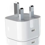 USB C Fast Charger Plug 18W Max 20W PD Fast Type C Wall Charger Compatible iPhone 13/13 Mini Pro Max/12 Pro Max/12 Mini/11 Pro Max/Xs Max/XR/X/8Plus, UK Type C Wall Charging Power Adapter (Pack of 1)