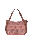 ZOUK Gwalior Weaves Woven Printed Jute Handcrafted Vegan Leather Multicolor Women's Shoulder Luna Handbags | Ladies Purse Handbag