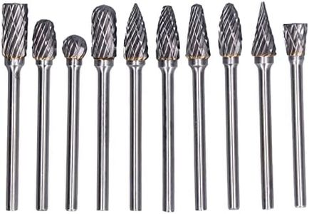 Carbide Burr Set, Rotary Carving Bits, Tungsten Steel, for Dremel Wood Carving Bits, 10 Shapes for DIY, Woodworking, Engraving, Metal Carving, Drilling, Polishing