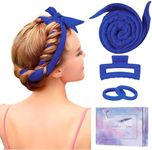 Flylipu Heatless Curling Rod Headband, Upgraded 60" Extra Long Heatless Curls Soft Hair Curlers to Sleep In, Hair Rollers for No Heat Curls - Deep Blue