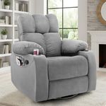 Little NAP Helios Soft Suede Fabric Single Seater Recliner | Manual Rocking & 360° Revolving | Padded 1-Seater Aaram Sofa with Cup Holder & Both Side Pocket | Home, Office & Bedroom | Grey