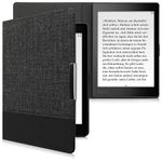 kwmobile Case Compatible with Kobo Aura ONE - PU Leather and Canvas e-Reader Cover - Anthracite/Black