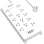 TROND Surge Protector Power Bar USB C, 4000 Joules, ETL Listed, 13 Widely Spaced Outlets 4 USB Ports, 5ft Flat Plug Extension Cord Indoor Power Strip, Wall Mountable Powerbar for Dorm Room Essentials