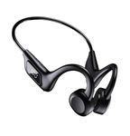 2024 NEW Bone Conduction Headphones，Open-Ear Sports Earphones with Mic，Sweat Waterproof Air Conduction Bluetooth Wireless Headset for Running Workout Driving，8H Playtime，Pulggable Memory Card (Black)