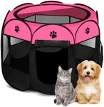 Pet Dog Puppy Playpen Dog Cat Tent Crates, Foldable Exercise Kennel Portable Playpen for Small Medium Dogs/Cats/Rabbits, Indoor Outdoor Travel Camping Use with Removable Zipper Top