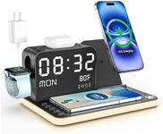 acer 7-in-1 Wireless Charging Station with Adjustable Brightness Night Light, Compatible with iPhone 16/15/14/13/12 All Series, Android Phones, AirPods, and iWatch, Fast Charger with Time Display