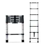 Corvids 2.0m (6.5 feet) Portable & Compact Aluminium Telescopic Ladder | 2-Year Warranty | EN 131 Certified 7-Steps Foldable Multipurpose Step Ladder for Home & Outdoor use