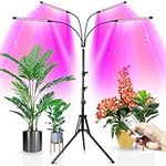 Wolezek LED Grow Lights for Indoor Plants, Full Spectrum Plant Light with Adjustable 15-61 inches Tripod Stand, 4-Head 80 LED Floor Grow Lamp Plant Lights Indoor with Dual Controllers, 4/8/12H Timer