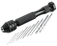 Bastex Precision Pin Vise Hand Drill with Twist Bits - Set of 11 Pieces. Great for models and Hobby.