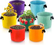 LATERN 7Pcs 15 Gallons Plant Growing Bags, 7 Colors Nonwoven Fabric Breathable Grow Bags Heavy Duty Thickened Root Aeration Garden Pot Containers with Strap Handle for Flowers Vegetables Fruits