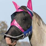 Harrison Howard Horse Fly Mask Long Nose with Ears Fuchsia/Navy M Cob