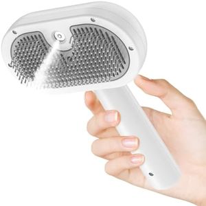 BIRDTOBR Steamy Katzenbürste, 3 in 1 Katzenbürste Mit Dampf, Multifunktionale Katzenspray-Massagekamm, Steamy Cat Brush Beseitigen Sie Fliegende Haare mit Einem Knopf für Katze und Hund-Weiß