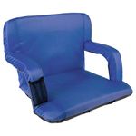 Home-Complete Wide Stadium Seat Chair-Bleacher Cushion with Padded Back Support, Armrests, 6 Reclining Positions and Portable Carry Straps (Blue), Polyester, Pack Of 1