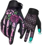 RIGWARL Motorcycle Gloves Women Touchscreen, Breathable Pink Skeleton Bike Glove Non-Slip, Designed Riding Gloves Motorcycle Women Full Finger for Mountain Bike Cycling Hiking ATV MTB Gloves, X-Small