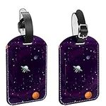 Cosmos Luggage Tags 2 Pack PU Leather Luggage Tags Privacy Protection