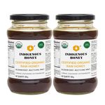 INDIGENOUS HONEY Raw Organic Honey Unprocessed USDA Certified Unfiltered Unpasteurized Pure Natural Original Honey - 500 g Glass Jar (Pack of 2)